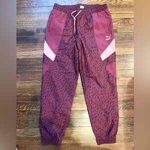 Puma Burgundy and Pink Jogger Track Pants